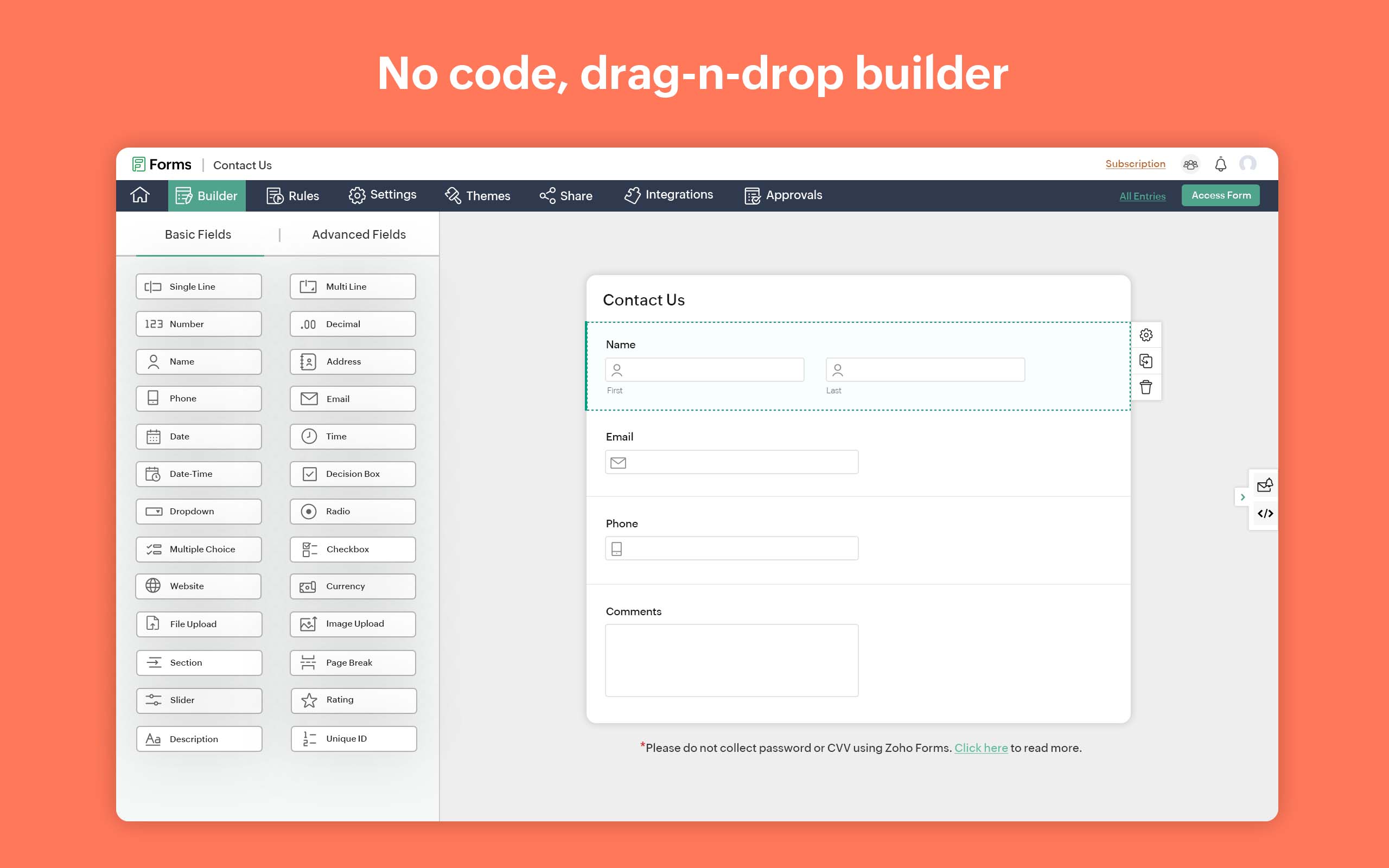 screenshot of Zoho Forms